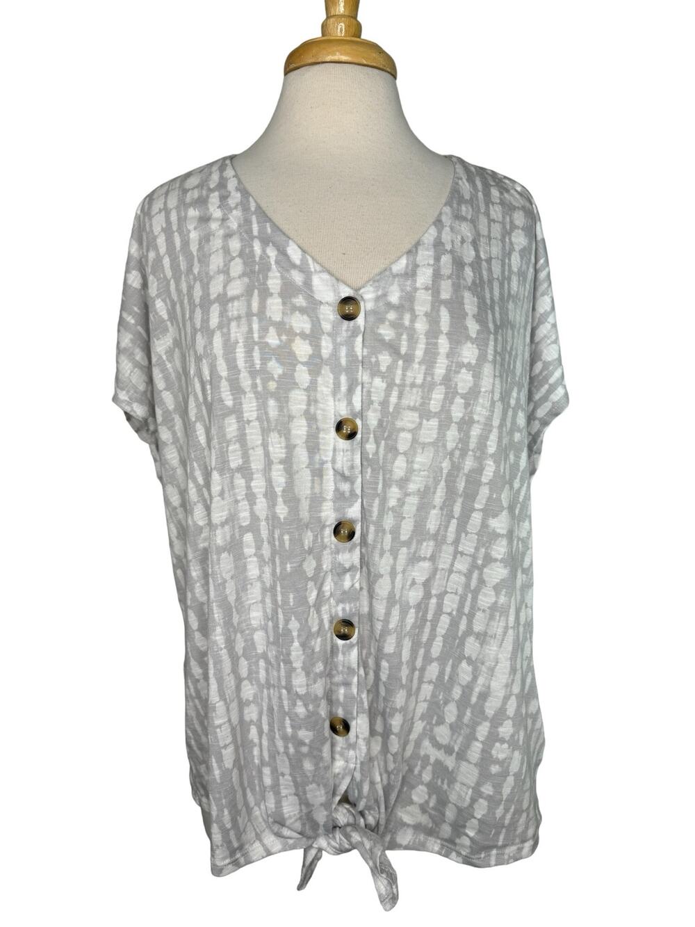 TORRID White Gray Burnout Tie Front Lightweight Blouse Size 3 3X Pullover